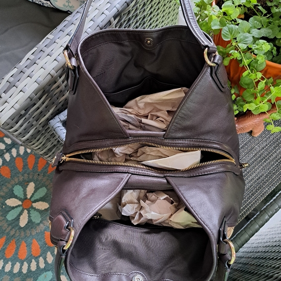 COACH EDIE G1680 Khaki Canvs Signatur and Brown Leather Shoulder Bag Excellent - Picture 10 of 15